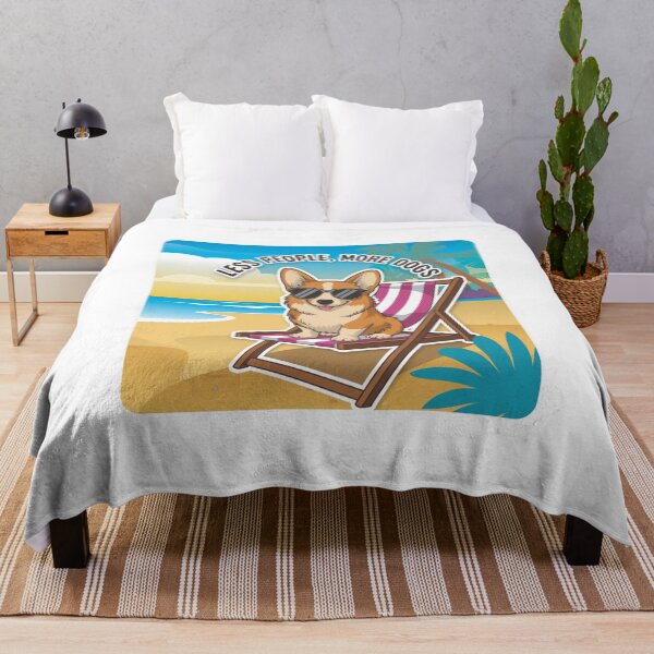 Item preview, Beach Bum Corgi "Less People, More Dogs" Vacation Vibes designed and sold by DogDigiArt.