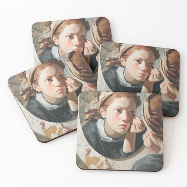 Item preview, Girl Applying Eyeliner in a Mirror designed and sold by Synthartik.