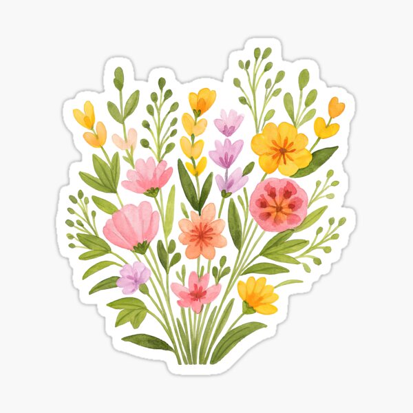 Item preview, Watercolor Wildflower Bouquet Illustration designed and sold by ArtfulWeave.
