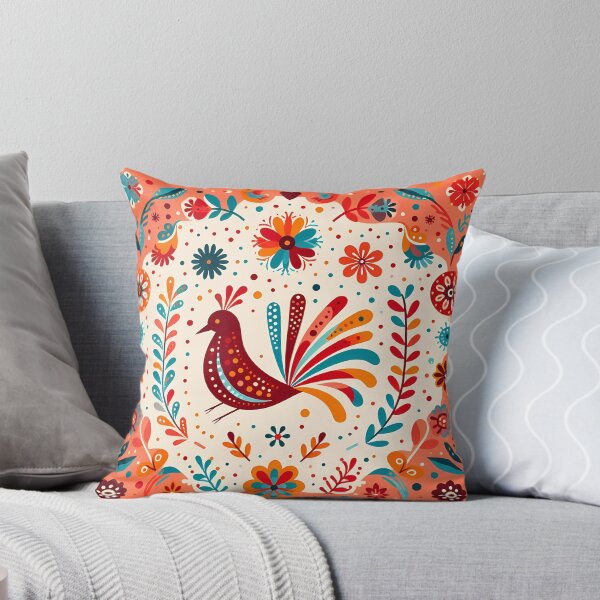 Item preview, Red Floral Folk Bird - Scandinavian Folk Art by heidiannemorris © designed and sold by FOLK ART FUSION by heidiannemorris.