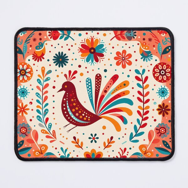 Item preview, Red Floral Folk Bird - Scandinavian Folk Art by heidiannemorris © designed and sold by FOLK ART FUSION.