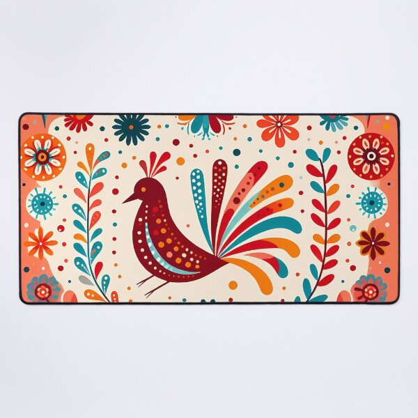 Item preview, Red Floral Folk Bird - Scandinavian Folk Art by heidiannemorris © designed and sold by FOLK ART FUSION by heidiannemorris.