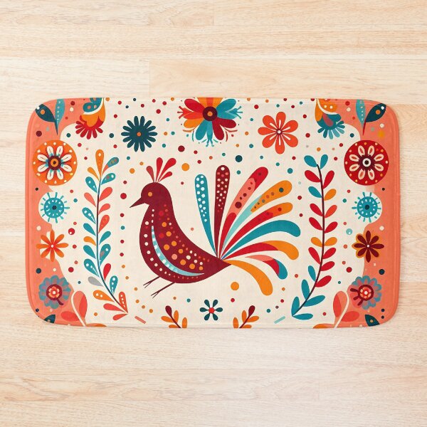 Item preview, Red Floral Folk Bird - Scandinavian Folk Art by heidiannemorris © designed and sold by FOLK ART FUSION.