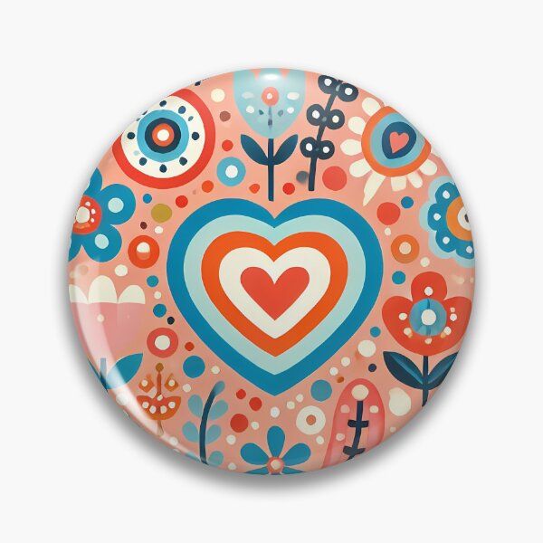 Item preview, Vibrant Orange Floral Heart - Scandinavian Folk Art by heidiannemorris © designed and sold by FOLK ART FUSION by heidiannemorris.