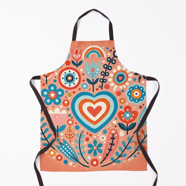 Item preview, Vibrant Orange Floral Heart - Scandinavian Folk Art by heidiannemorris © designed and sold by FOLK ART FUSION by heidiannemorris.