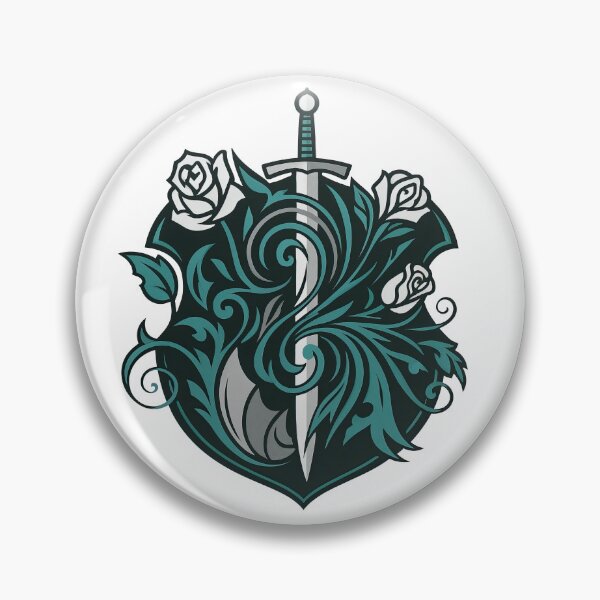 Item preview, Sword and Roses Heraldic Crest Illustration designed and sold by ArtfulWeave.