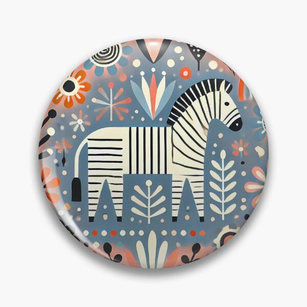 Item preview, Serene Patterned Folk Zebra - Scandinavian Folk Art by heidiannemorris © designed and sold by FOLK ART FUSION by heidiannemorris.