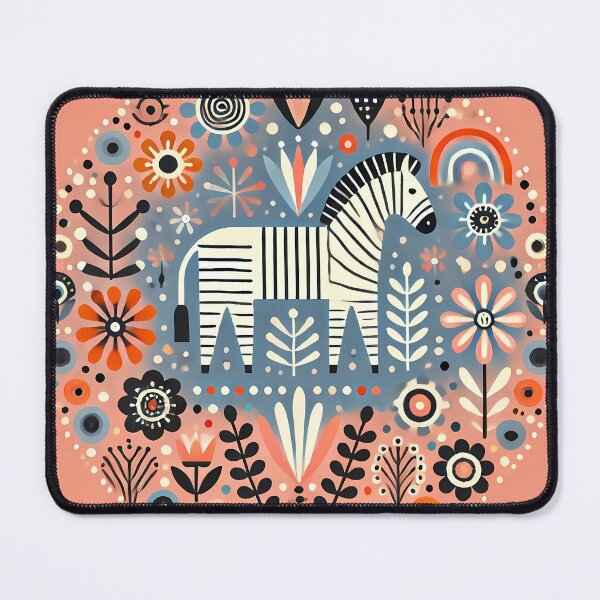 Item preview, Serene Patterned Folk Zebra - Scandinavian Folk Art by heidiannemorris © designed and sold by FOLK ART FUSION by heidiannemorris.