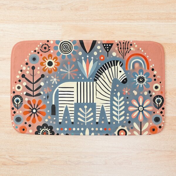 Item preview, Serene Patterned Folk Zebra - Scandinavian Folk Art by heidiannemorris © designed and sold by FOLK ART FUSION by heidiannemorris.
