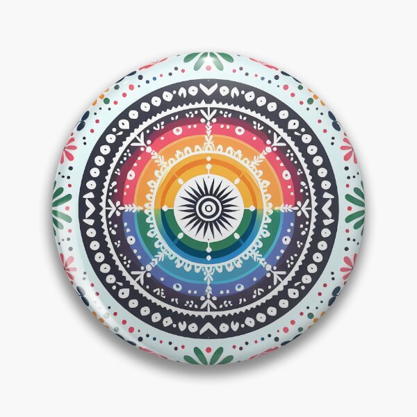 Item preview, Colorful Blue Folk Mandala Pattern - Scandinavian Folk Art by heidiannemorris © designed and sold by FOLK ART FUSION.