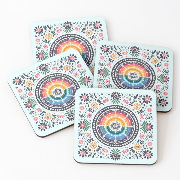 Item preview, Colorful Blue Folk Mandala Pattern - Scandinavian Folk Art by heidiannemorris © designed and sold by FOLK ART FUSION by heidiannemorris.