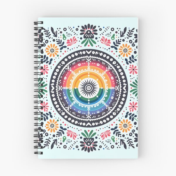 Item preview, Colorful Blue Folk Mandala Pattern - Scandinavian Folk Art by heidiannemorris © designed and sold by FOLK ART FUSION.