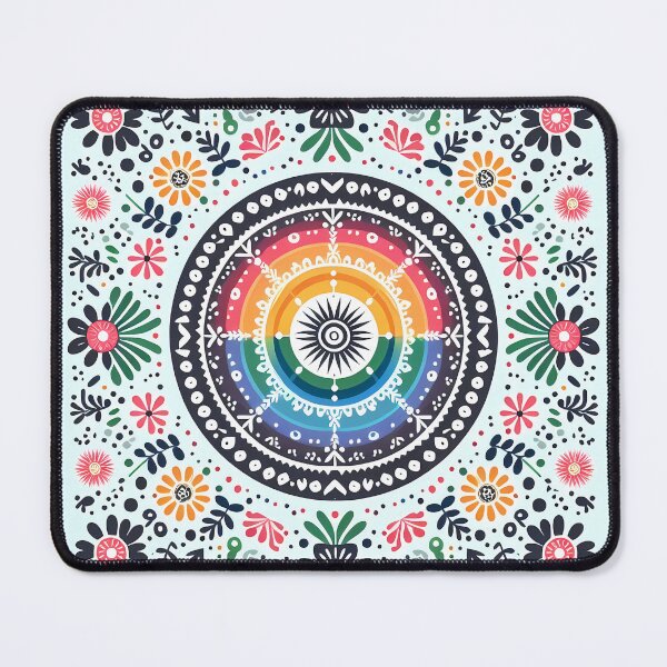 Item preview, Colorful Blue Folk Mandala Pattern - Scandinavian Folk Art by heidiannemorris © designed and sold by FOLK ART FUSION by heidiannemorris.