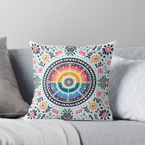Item preview, Colorful Blue Folk Mandala Pattern - Scandinavian Folk Art by heidiannemorris © designed and sold by FOLK ART FUSION by heidiannemorris.