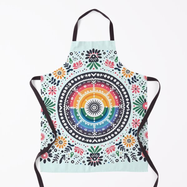 Item preview, Colorful Blue Folk Mandala Pattern - Scandinavian Folk Art by heidiannemorris © designed and sold by FOLK ART FUSION by heidiannemorris.