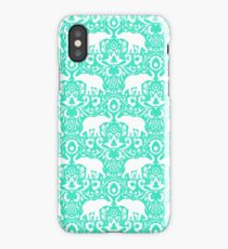 Elephant Damask Mint iPhone Case/Skin