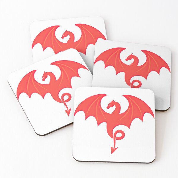 Artikelvorschau, Minimalistische Illustration der Silhouette eines roten Drachen entworfen und verkauft von ArtfulWeave.