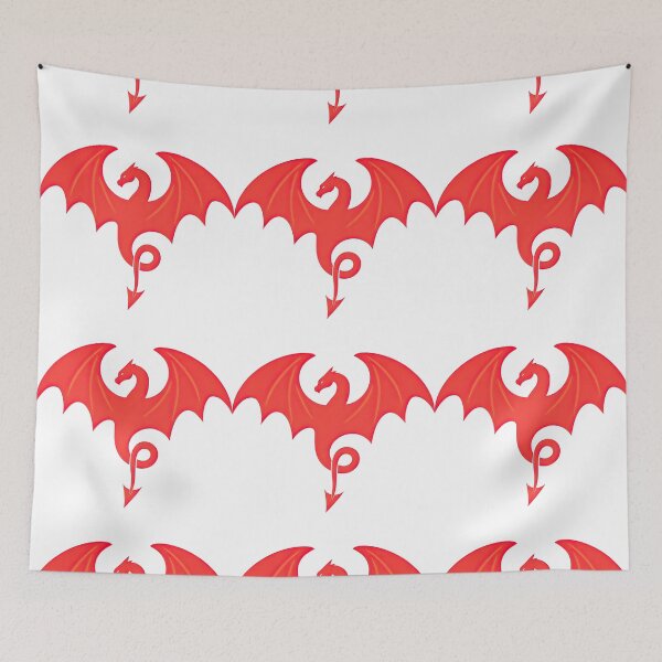 Artikelvorschau, Minimalistische Illustration der Silhouette eines roten Drachen entworfen und verkauft von ArtfulWeave.