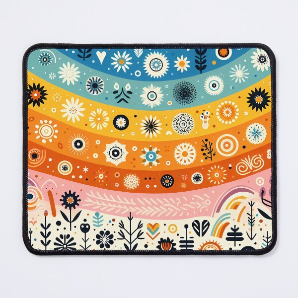Item preview, Vibrant Floral Rainbow Landscape - Scandinavian Folk Art by heidiannemorris © designed and sold by FOLK ART FUSION.