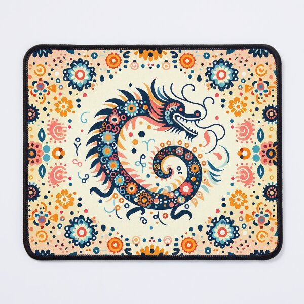 Item preview, Colorful Mythical Folk Dragon - Scandinavian Folk Art by heidiannemorris © designed and sold by FOLK ART FUSION.