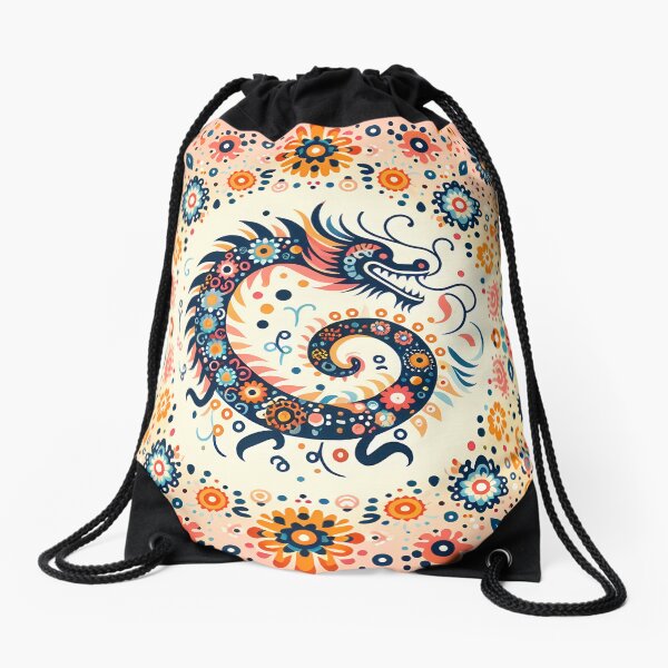 Item preview, Colorful Mythical Folk Dragon - Scandinavian Folk Art by heidiannemorris © designed and sold by FOLK ART FUSION by heidiannemorris.