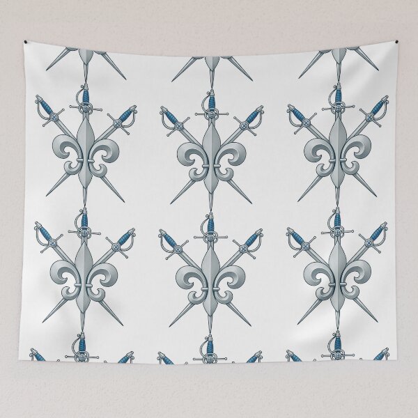 Item preview, Fleur-de-Lis with Swords Heraldic Crest Illustration designed and sold by ArtfulWeave.