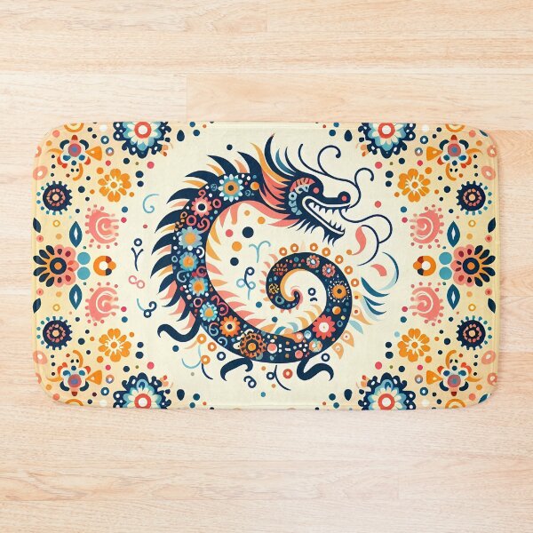 Item preview, Colorful Mythical Folk Dragon - Scandinavian Folk Art by heidiannemorris © designed and sold by FOLK ART FUSION by heidiannemorris.