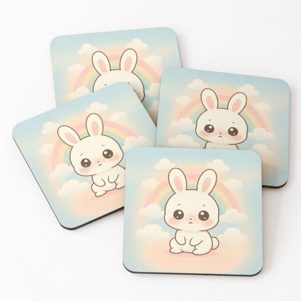 Artikelvorschau, Trauriges Kawaii-Häschen mit Regenbogen – Niedlicher Pastell-Stil entworfen und verkauft von PrinToria-1.