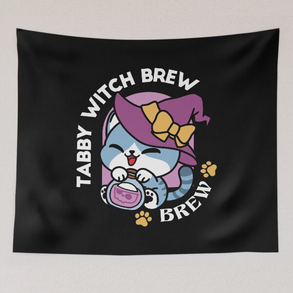 Item preview,  Halloween Tabby Cat – Witch Hat & Potion Illustration designed and sold by Trio-in-Forest.