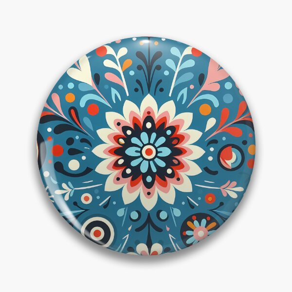 Artikelvorschau, Lebendiger blauer Volksblumengarten – skandinavische Volkskunst von heidiannemorris © entworfen und verkauft von FOLK ART FUSION.