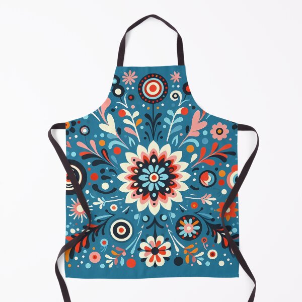 Item preview, Vibrant Blue Folk Flower Garden - Scandinavian Folk Art by heidiannemorris © designed and sold by FOLK ART FUSION by heidiannemorris.