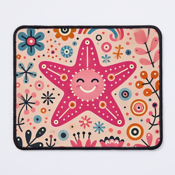 Item preview, Cheerful Pink Floral Folk Starfish - Scandinavian Folk Art by heidiannemorris © designed and sold by FOLK ART FUSION by heidiannemorris.