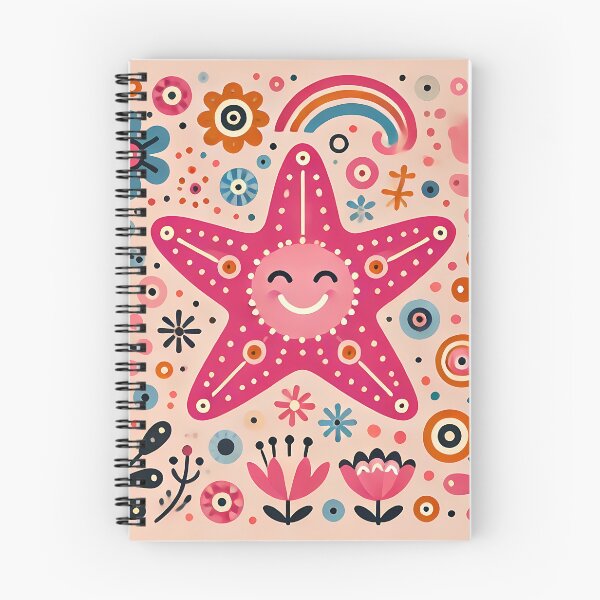 Item preview, Cheerful Pink Floral Folk Starfish - Scandinavian Folk Art by heidiannemorris © designed and sold by FOLK ART FUSION by heidiannemorris.