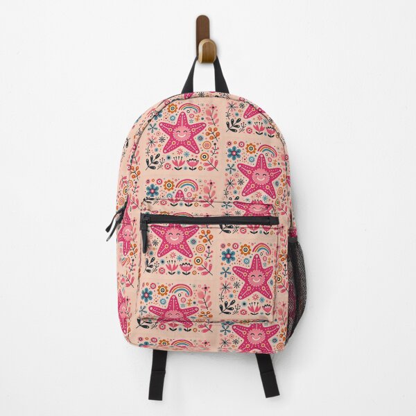 Item preview, Cheerful Pink Floral Folk Starfish - Scandinavian Folk Art by heidiannemorris © designed and sold by FOLK ART FUSION by heidiannemorris.