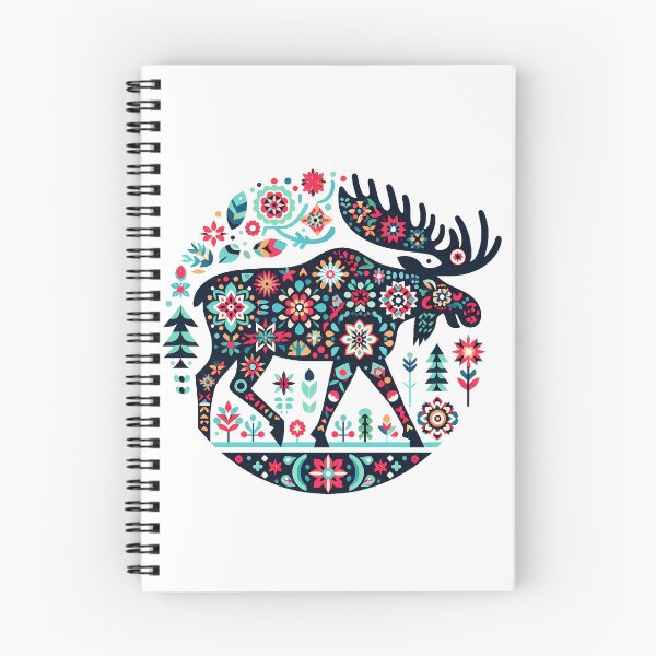 Item preview, Colorful Majestic Folk Moose Pattern - Scandinavian Folk Art by heidiannemorris © designed and sold by FOLK ART FUSION by heidiannemorris.
