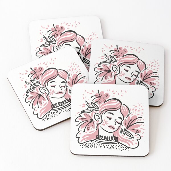 Item preview, Woman in Pink with Closed Eyes designed and sold by jasmineberry.