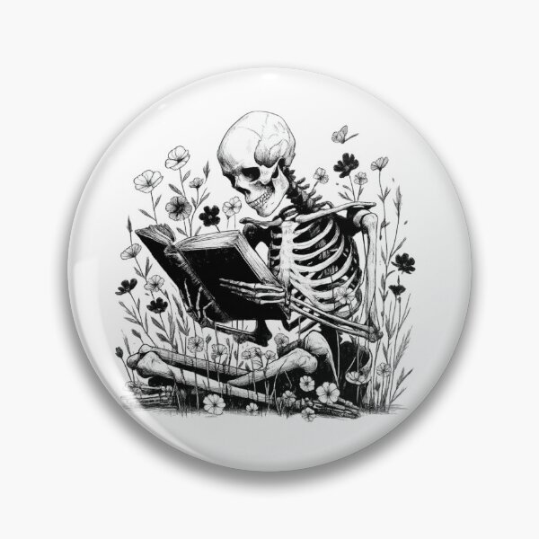 Item preview, Skeleton Reading in a Flower Field – Gothic Nature Illustration designed and sold by haitrieuic96.