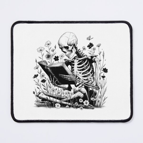 Item preview, Skeleton Reading in a Flower Field – Gothic Nature Illustration designed and sold by haitrieuic96.