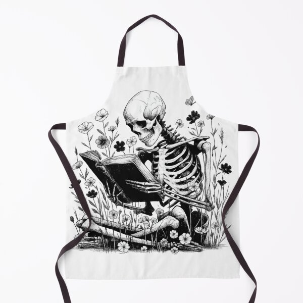 Item preview, Skeleton Reading in a Flower Field – Gothic Nature Illustration designed and sold by haitrieuic96.