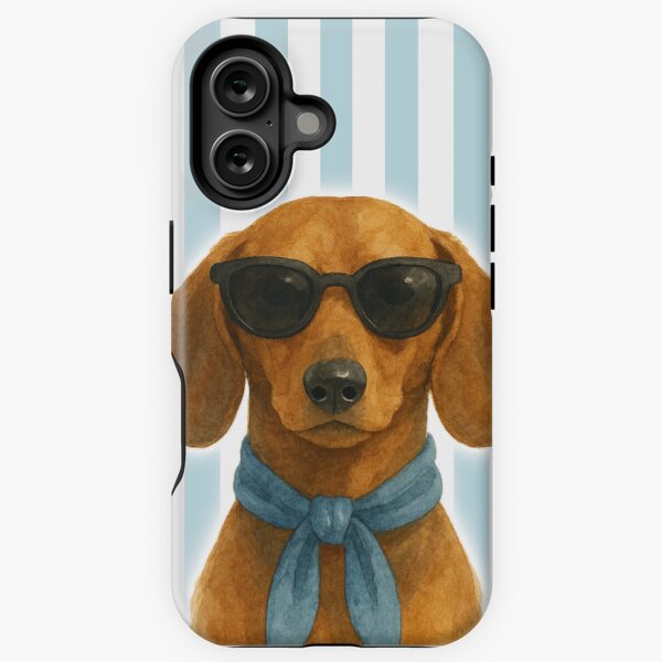 Item preview, Cool Hotdog Dachshund Weiner Dog with Sunglasses and Blue Scarf designed and sold by SugarCase.