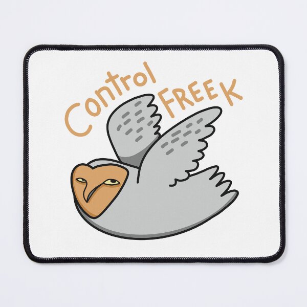 Item preview, Grey owl flying with the words CONTROL FREEK designed and sold by jasmineberry.