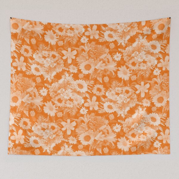 Item preview, Moody Sunflower Arrangement with Ferns Monochrome Orange designed and sold by Art in My Loft.