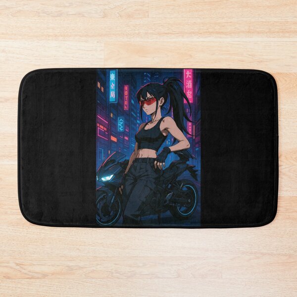 Item preview, Red Visor Queen – Cyberpunk Anime Biker Girl Poster designed and sold by CesArt  D..