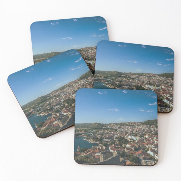 Item preview, Sun Over the Bay – Coastal Town Panorama with Red Roofs designed and sold by Ellaire.