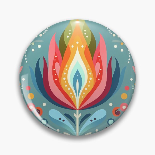 Item preview, Vibrant Abstract Floral Flame Motif - Scandinavian Folk Art by heidiannemorris © designed and sold by FOLK ART FUSION.