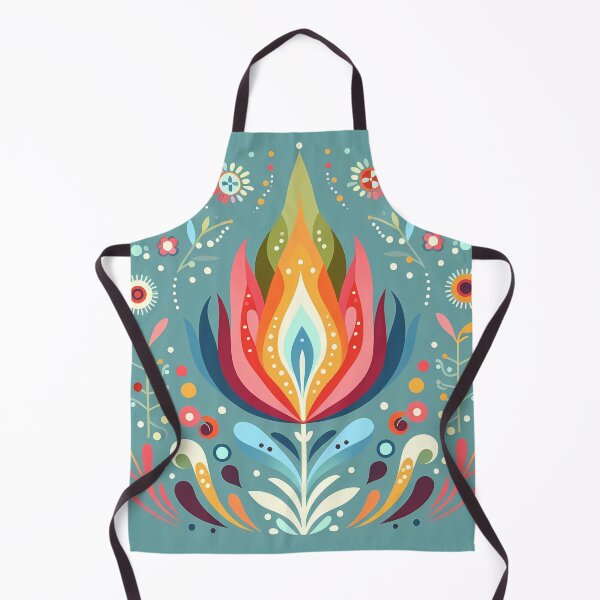 Item preview, Vibrant Abstract Floral Flame Motif - Scandinavian Folk Art by heidiannemorris © designed and sold by FOLK ART FUSION by heidiannemorris.