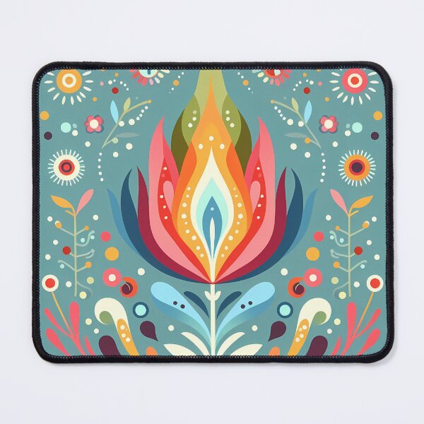 Item preview, Vibrant Abstract Floral Flame Motif - Scandinavian Folk Art by heidiannemorris © designed and sold by FOLK ART FUSION by heidiannemorris.