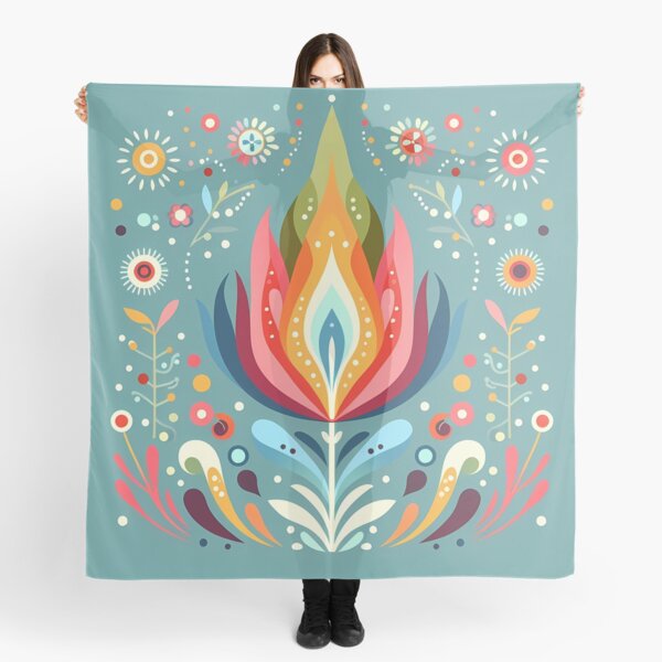 Item preview, Vibrant Abstract Floral Flame Motif - Scandinavian Folk Art by heidiannemorris © designed and sold by FOLK ART FUSION by heidiannemorris.