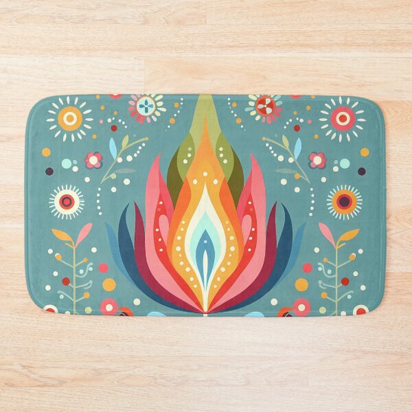 Item preview, Vibrant Abstract Floral Flame Motif - Scandinavian Folk Art by heidiannemorris © designed and sold by FOLK ART FUSION.