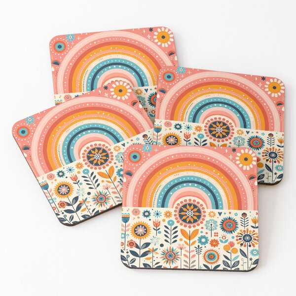 Item preview, Bright Floral Folk Rainbow Arch - Scandinavian Folk Art by heidiannemorris © designed and sold by FOLK ART FUSION by heidiannemorris.